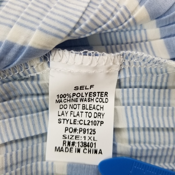 Perfectly Priscilla Blue White Striped Tank Top Summer Blouse Size XL - Picture 7 of 12